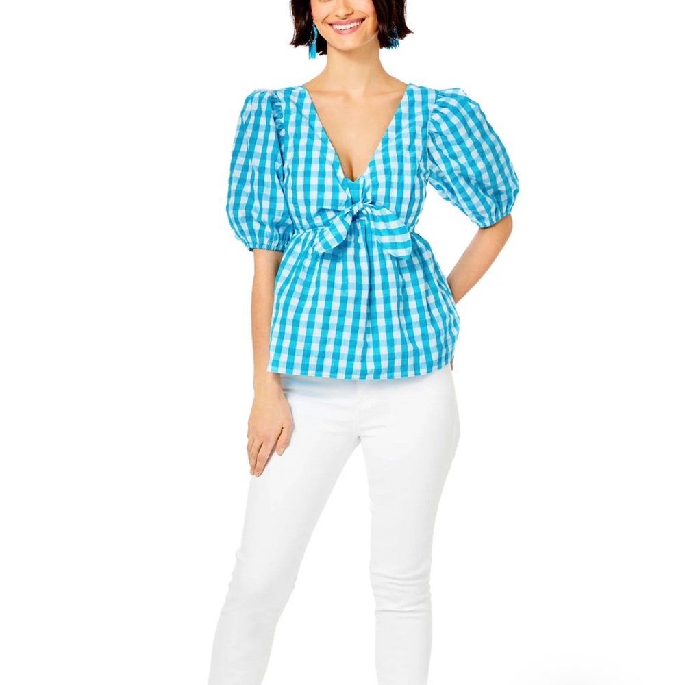 NWT Lilly Pulitzer Sarafina Gingham Babydoll Top - Picture 3 of 8